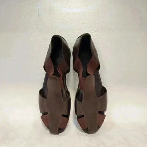 G WIZ Women's Brown Bailey Leather‎ Flats Size 8.5M Slip-On Fisherman Loafer